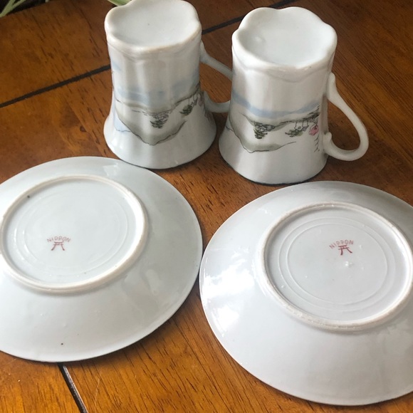 Vintage Nippon Japanese Hand Painted Teacups and Saucers - Picture 8 of 10